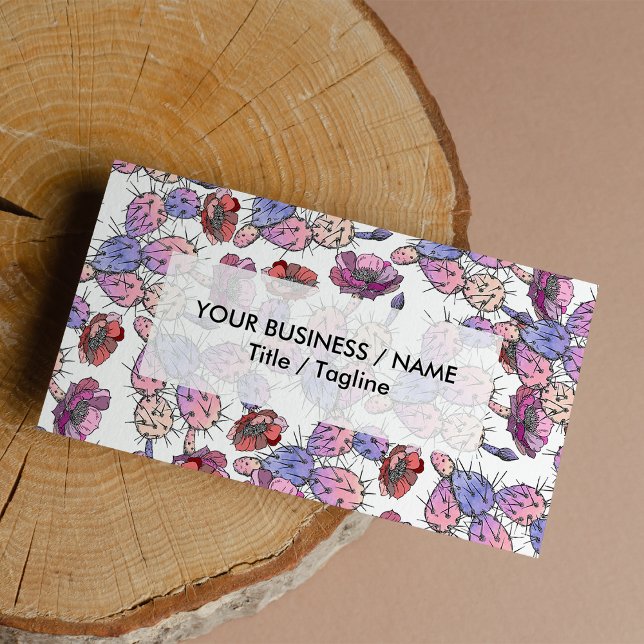 Carte De Visite Russe lavande rose aquarelle cactus floral (Rustic pink lavender watercolor cactus floral )