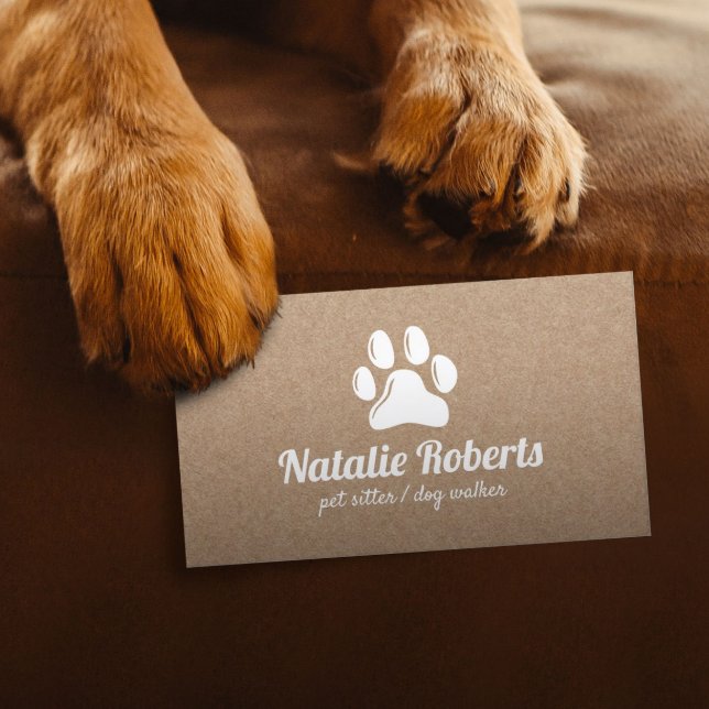 Carte De Visite Russe Possesseur Chien Walker Paw Logo Kraft (Créateur téléchargé)