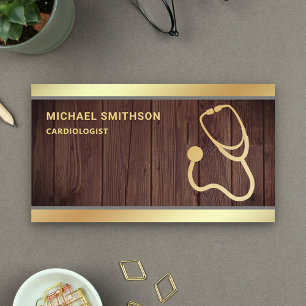 Carte De Visite Russe Wood Gold Stethoscope Médicale Professional