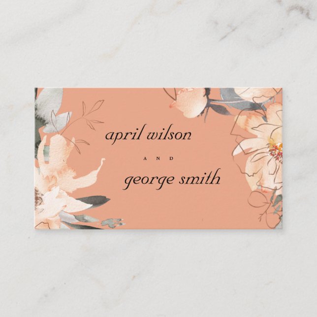 CARTE DE VISITE RUST TERRACOTTA BROWN BOHO FLORAL MARIAGE SITE WEB (Devant)