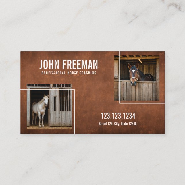 Carte De Visite Rustic Brown Farm Horses Photos Equestrian (Devant)