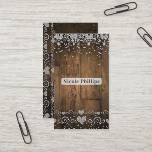 Carte De Visite Rustic Country Grange Bois Glam Diamants Étincelle