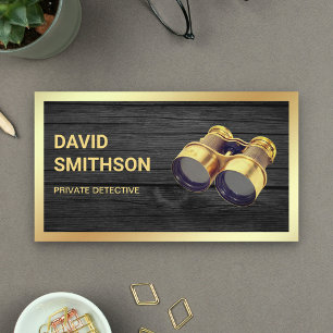 Carte De Visite Rustic Grey Wood Détective privée