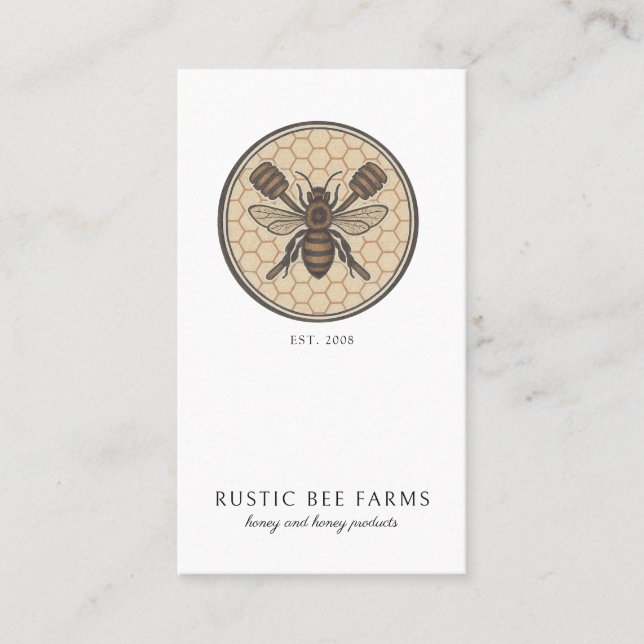 Carte De Visite Rustic Honey Bee Beekeeper Apiary (Devant)