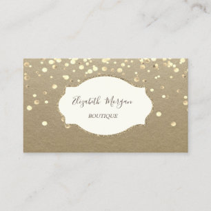 Carte De Visite Rustic Kraft, Cadre Or  Confettis