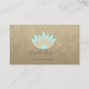 Carte De Visite Rustic Kraft, Lotus, Prof de yoga Confetti Doré