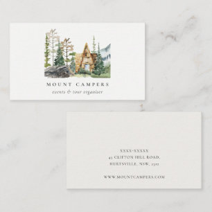 Carte De Visite Rustic Pine Woods Watercolor Camping Mountain Camp