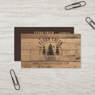 Carte De Visite Rustic Wood Forest Location de propriété Code QR