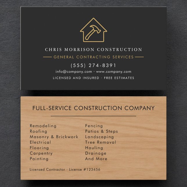Carte De Visite Rustic Wood General Contractor (Créateur téléchargé)