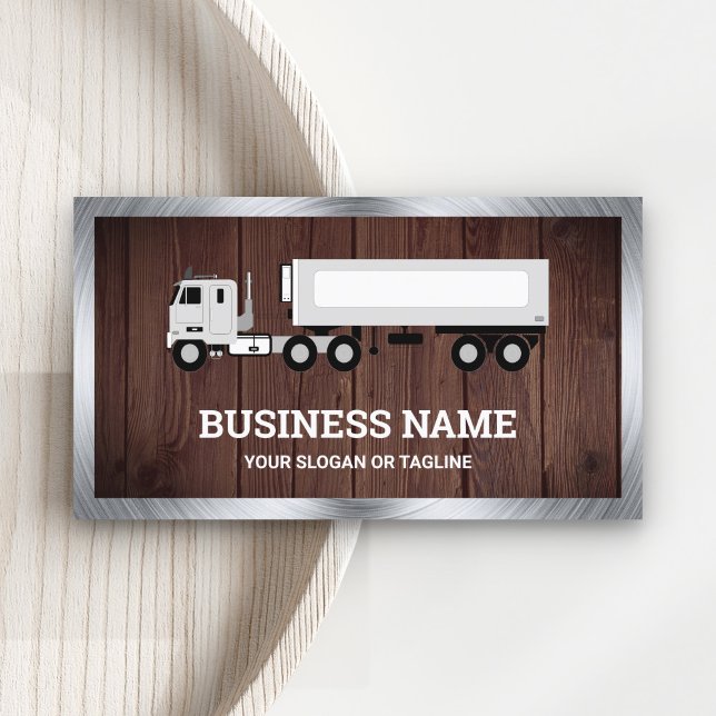 Carte De Visite Rustic Wood Logistique Transport Truck Trailer (Créateur téléchargé)