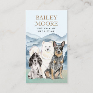 Carte De Visite Rustique Aquarelle Chien Walker Aventures Animaux 