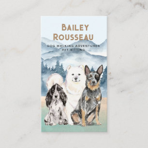Carte De Visite Rustique Aquarelle Chien Walker Aventures Animaux 