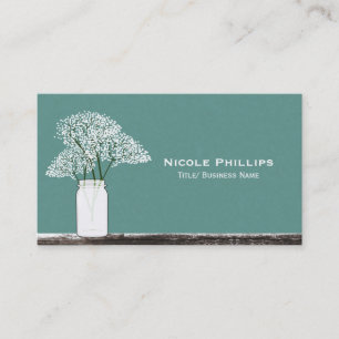 Carte de visite rustique Baby's Breath Mason Jar