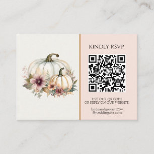 Carte De Visite Rustique blanc Citrouille rose automne mariage flo