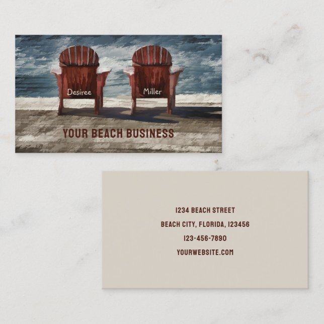 Carte De Visite Rustique Brown Adirondack Chaises de plage Art (Devant / Derrière)