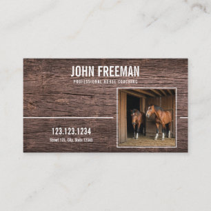 Carte De Visite Rustique Brown Bois Texture Cheval Photo Equestrio