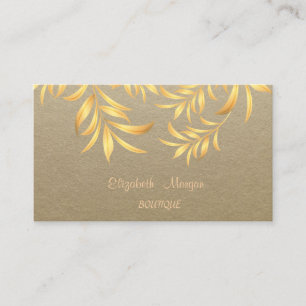 Carte De Visite Rustique Élégant, Kraft, Feuille d'Arbre