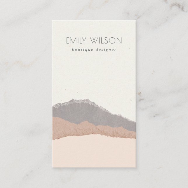 Carte De Visite Rustique élégant Pastel Blush Kraft Mountain Waves (Devant)