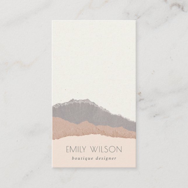 Carte De Visite Rustique élégant Pastel Blush Kraft Mountain Waves (Devant)