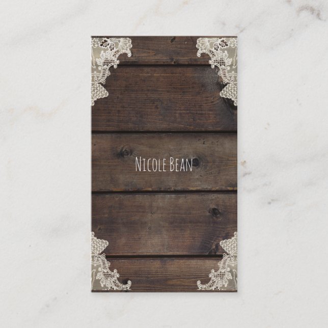 Carte De Visite Rustique Grange Bois & dentelle Romantique Charme  (Devant)