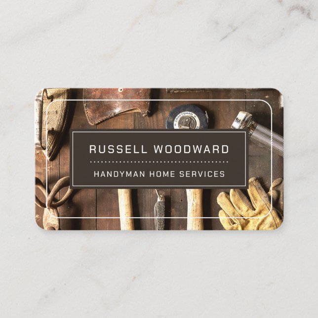Carte De Visite Rustique Handyman Carpenter Outils De Commerce (Devant)