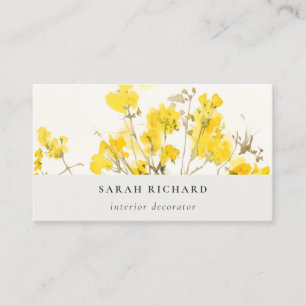 Carte De Visite Rustique Jaune Aquarelle Fleur sauvage Boho Floral