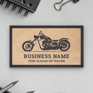 Carte De Visite Rustique Kraft Black Motorbike Mécanique