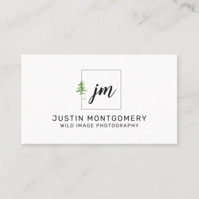 Carte De Visite Rustique minimaliste Aquarelle Pines Business (Devant)