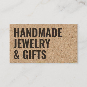 Carte De Visite Rustique moderne brun liège fait main noir gras