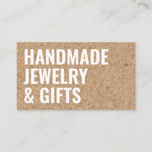 Carte De Visite Rustique moderne liège brun fait main blanc gras