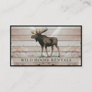 Carte De Visite Rustique Moose Wood Cabine Chambres d'hôte