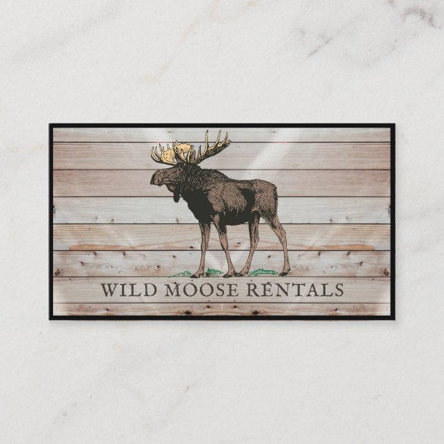 Carte De Visite Rustique Moose Wood Cabine Chambres d'hôte (Devant)