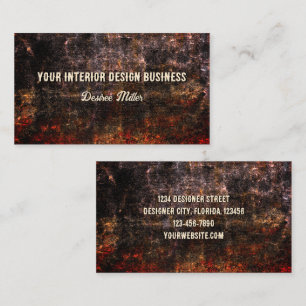 Carte De Visite Rustique Noir Brûlé Orange Grunge Texture Vintage