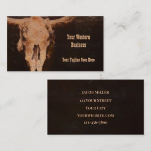 Carte De Visite Rustique Ouest Rustique Brown Art Bull Skull