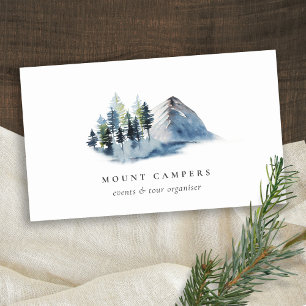 Carte De Visite Rustique Pine des neiges Bois aquarelle Camping Mo