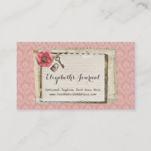 Carte De Visite Rustique Shabby Chic Rose Victorian Damask Journal