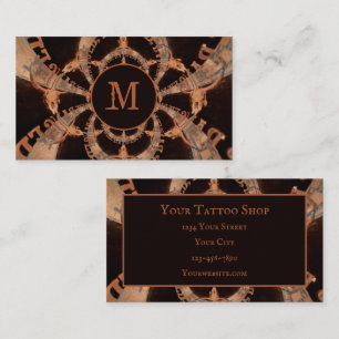 Carte De Visite Rustique Western Bull Skull Brown Black Monogramme