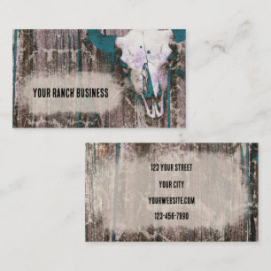 Carte De Visite Rustique Western Dark Turquoise Texture Brown Taur