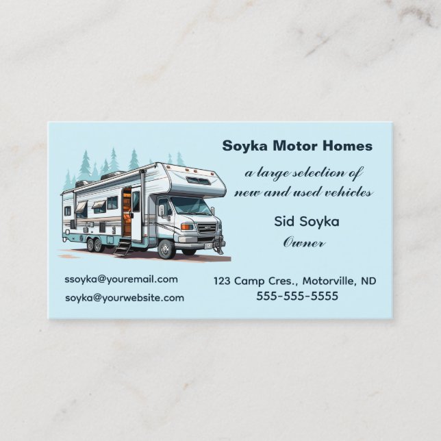 Carte De Visite RV maisons à moteur modifiables (Devant)