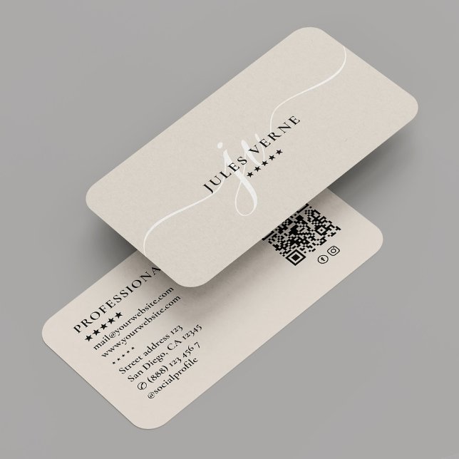 Carte De Visite Sable de monogramme de marketing minimal professio (Professional Minimal Marketing Monogram Sand Business Card
)