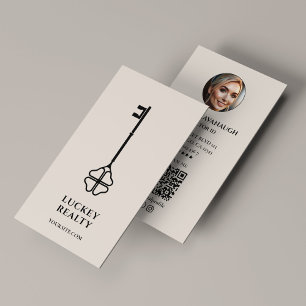 Carte De Visite Sable photo minimaliste Realtor Key Courtier en hy