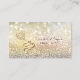 Carte De Visite Sac de pâtisserie pour cupcake pailleté or