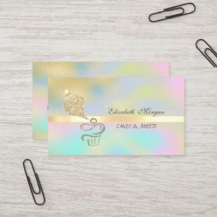 Carte De Visite Sac de Piping de Cupcake Pailleté Or Coloré