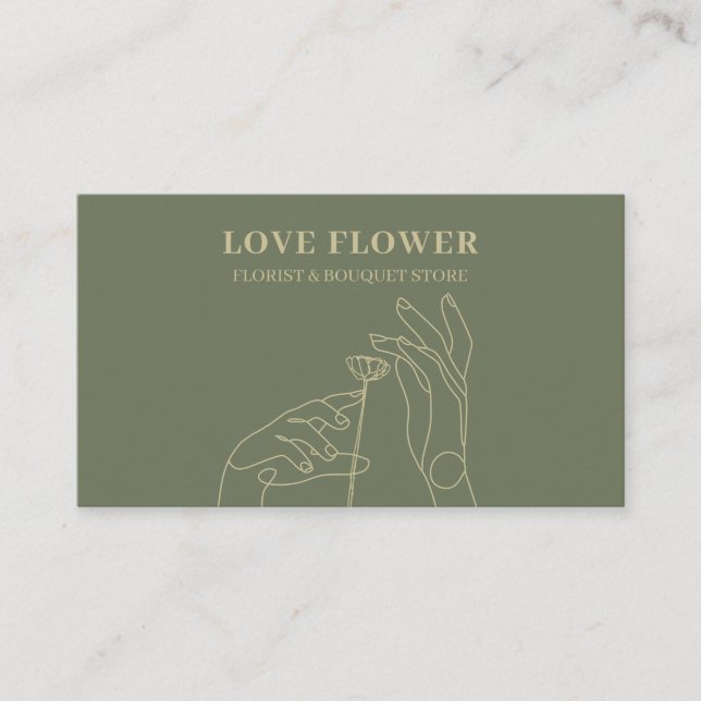 Carte De Visite Sage Gold Florist dessiné à la main Botanique (Devant)