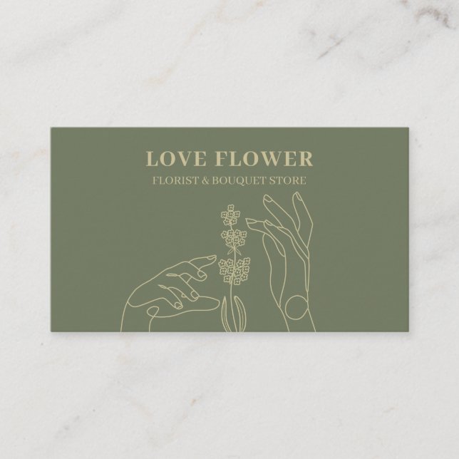 Carte De Visite Sage Gold Florist Mains Botaniques Tenir (Devant)