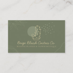 Carte De Visite Sage Gold Mariage Calligraphie Fleur Cactus