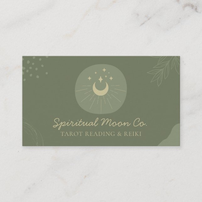 Carte De Visite Sage Gold Moon Stars Spirituel Reiki (Devant)