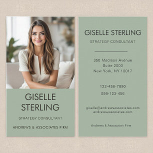 Carte De Visite Sage Green Minimal Photo Professionnelle Moderne