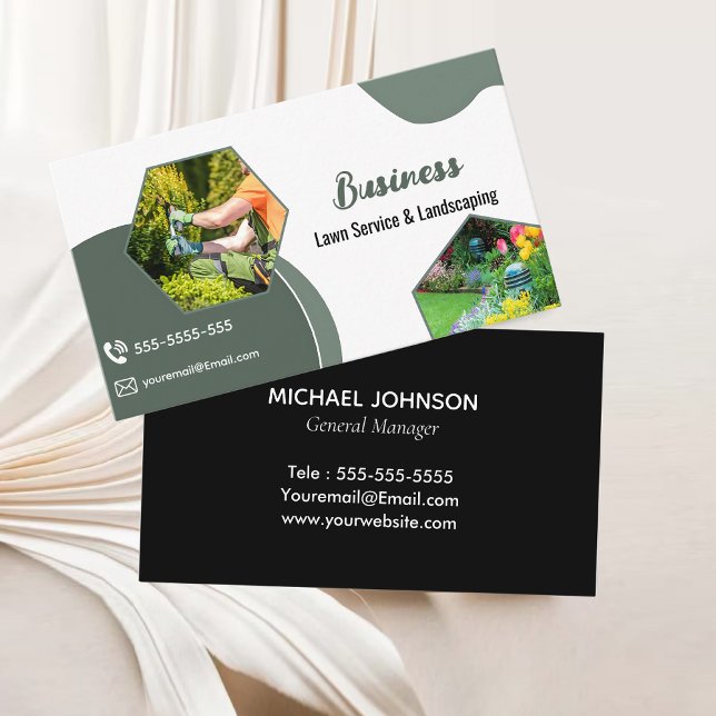 Carte De Visite Sage Green Service de soins juridiques et de paysa (Sage Green Lawncare & Landscaping Service Business Card)