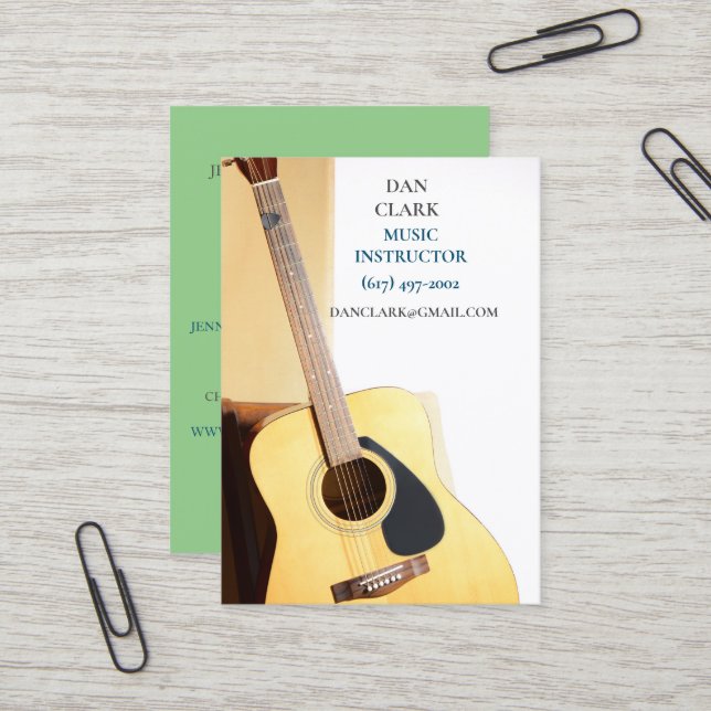 Carte De Visite Sage Music Enseignant/Musicien/ Guitare acoustique (Devant/Arrière en situation)